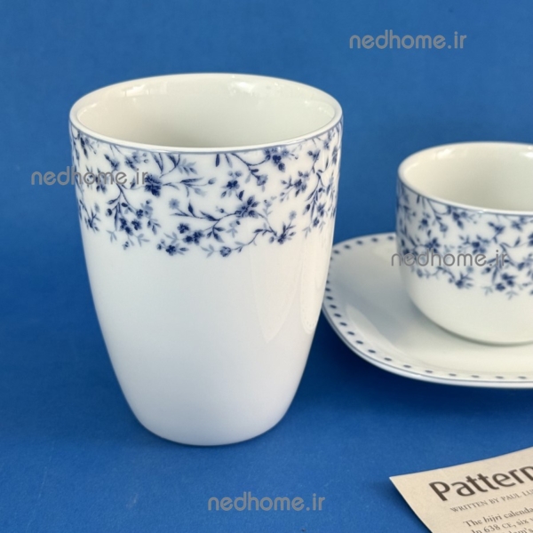 لیوان تک چینی گلدار آبی طرح ورونیکا زرین