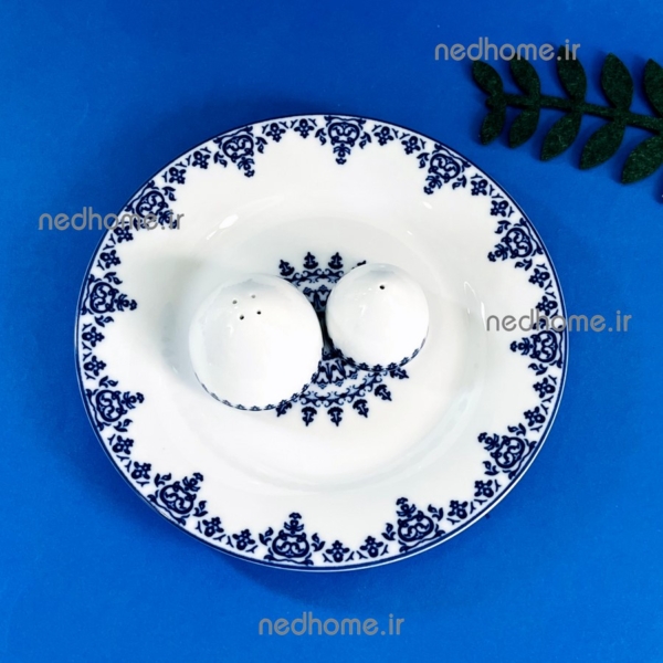 نمک دان و فلفل پاش سفید سنتی چینی زرین طرح سمرقند