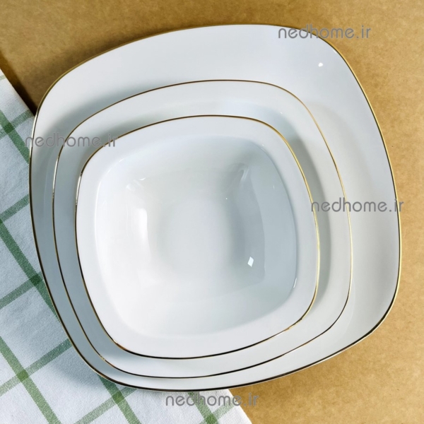 سالادخوری کوچک لب طلایی مربع چینی زرین