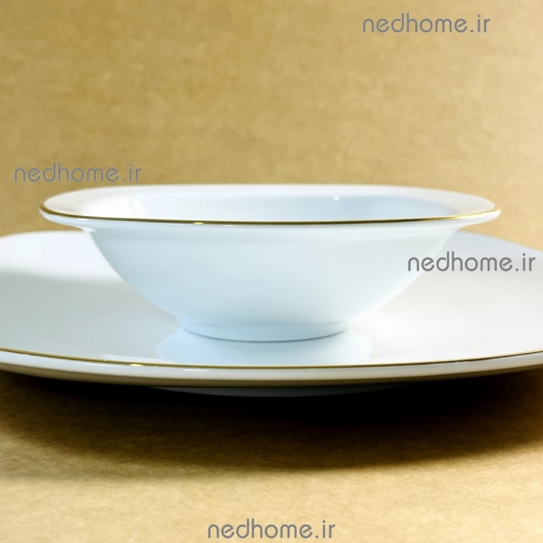 پیاله سالاد لب طلایی مربعی چینی زرین