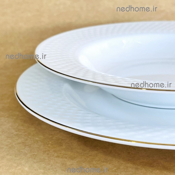 بشقاب سوپ خوری چینی زرین طرح لب طلایی رادیانس