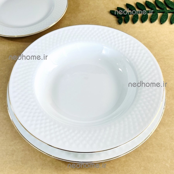 خورشت خوری تک سفید ساده دورطلایی رادیانس زرین