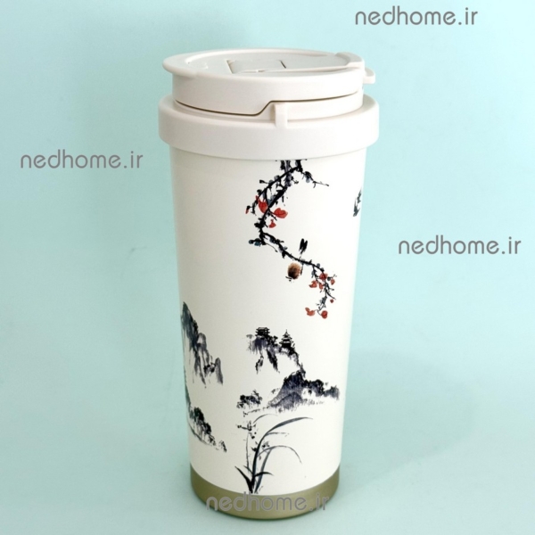 تراول ماگ استیل دوسرنوش طرح گل ژاپنی