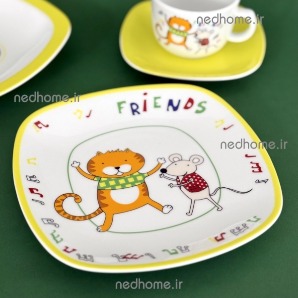 بشقاب میوه کودک طرح موش و گربه چینی زرین