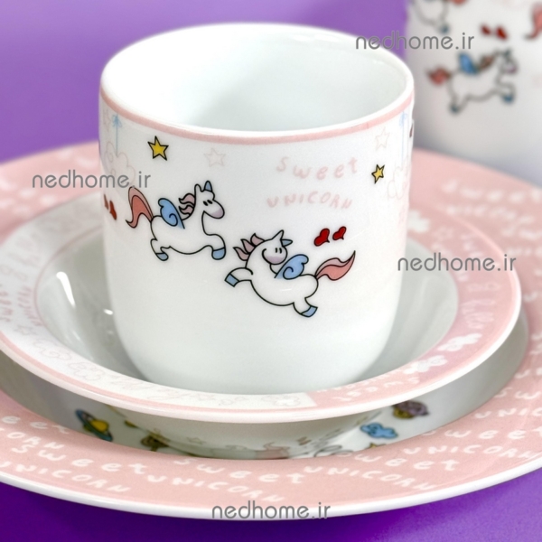 بشقاب بچه گانه دخترانه اسب بلدار تک شاخ