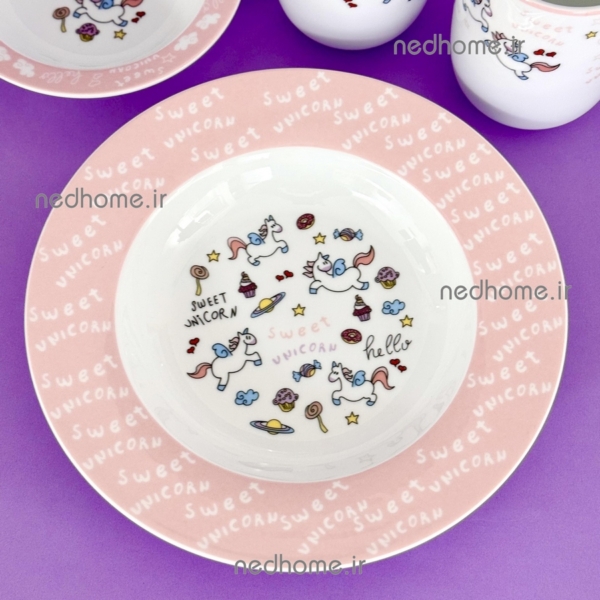 بشقاب غذاخوری کودکانه یونیکورن چینی زرین