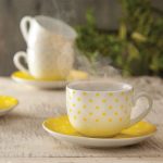 فنجان و نعلبکی اسپاتی زرد چینی زرین