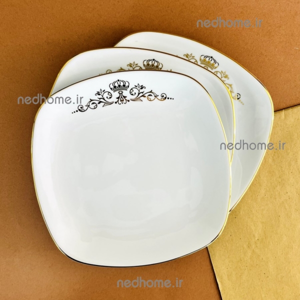 پیش دستی میوه خوری چینی زرین طرح کوئین طلایی کواترو