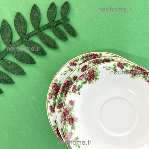 نعلبکی چینی زرین طرح گل سرخی