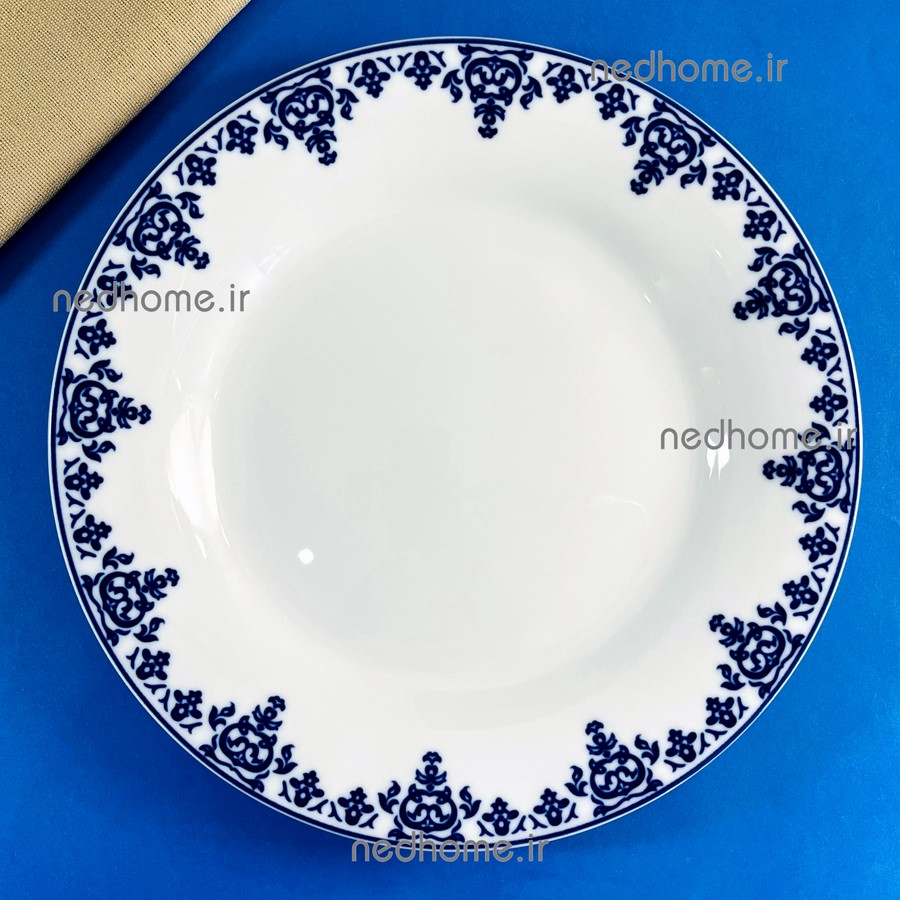 بشقاب پلوخوری تک چینی زرین طرح سمرقند فله ای - درجه یک