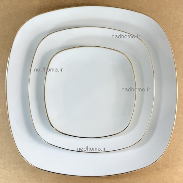 دیس ته چین لب طلایی مربعی چینی زرین