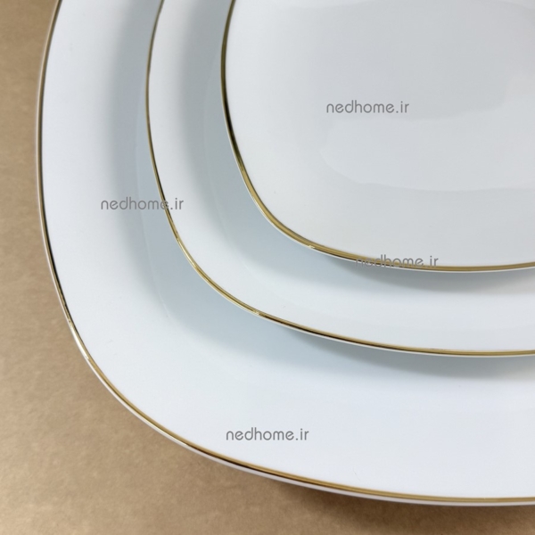 دیس برنج خوری چینی زرین طرح لب طلایی کواترو