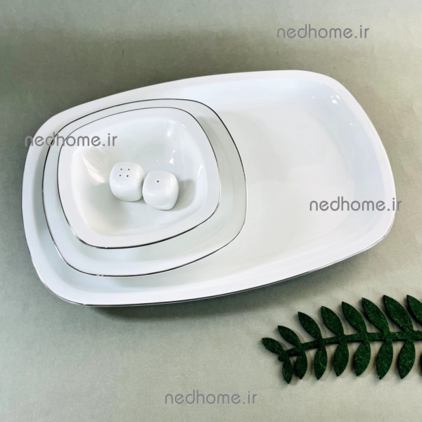 دیس مستطیلی لب نقره ای چینی زرین درجه عالی