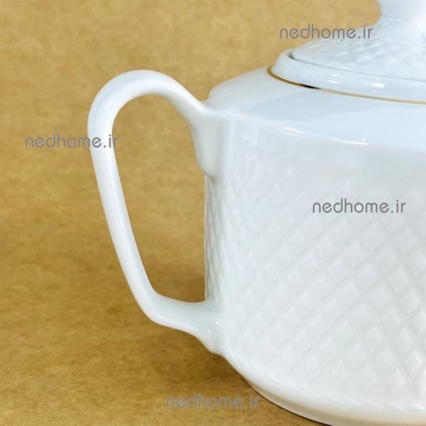 قوری سفید لب طلایی چینی زرین طرح رادیانس