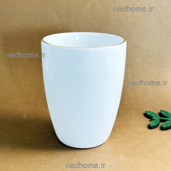 لیوان چینی سفید لبه طلایی درجه عالی زرین