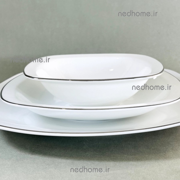 بشقاب غذاخوری چینی زرین طرح لب نقره ای درجه عالی