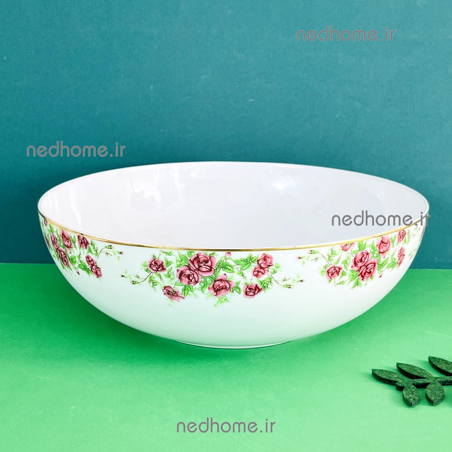 3683 (10) کاسه بزرگ سالاد چینی زرین طرح بیدگل