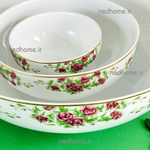 سرویس کاسه گل سرخی چینی زرین