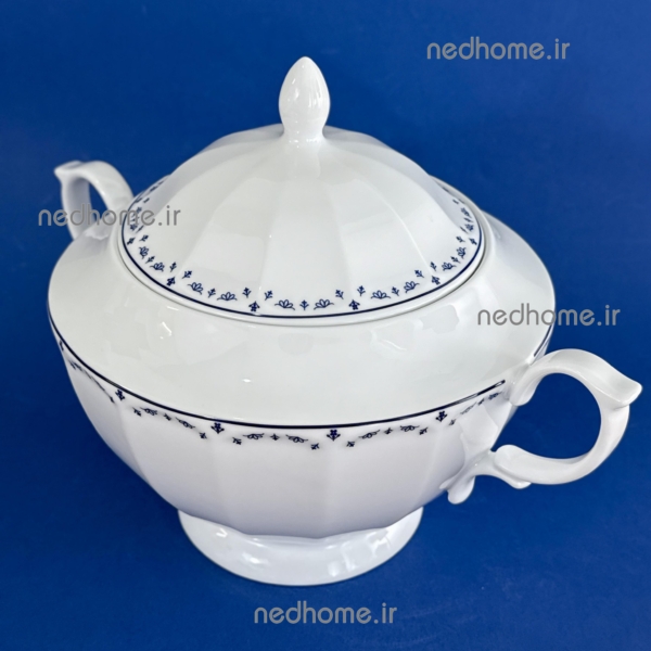 سوپ خوری دو دسته دردار چینی زرین طرح فرانسیس آبی
