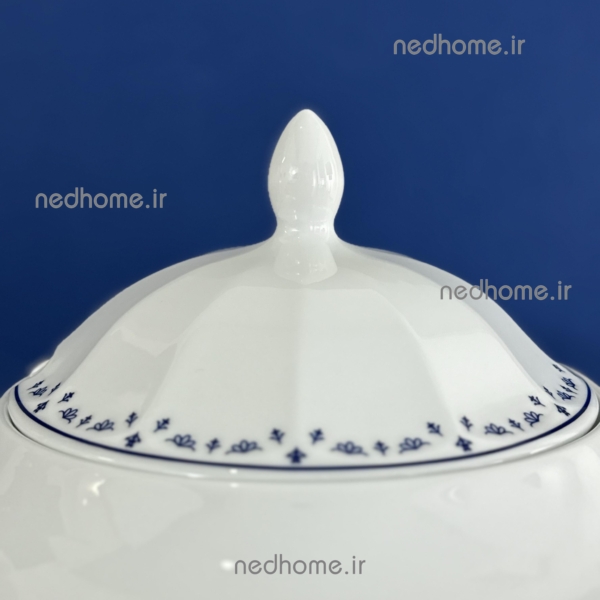 سوپ خوری درب دار چینی زرین طرح فرانسیس سرمه ای