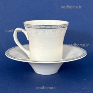 فنجان و نعلبکی تک چینی زرین طرح وایت رز فله ای - درجه یک