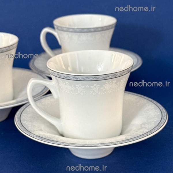فنجان چای خوری آنتیک چینی زرین طرح وایت رز شهرزاد