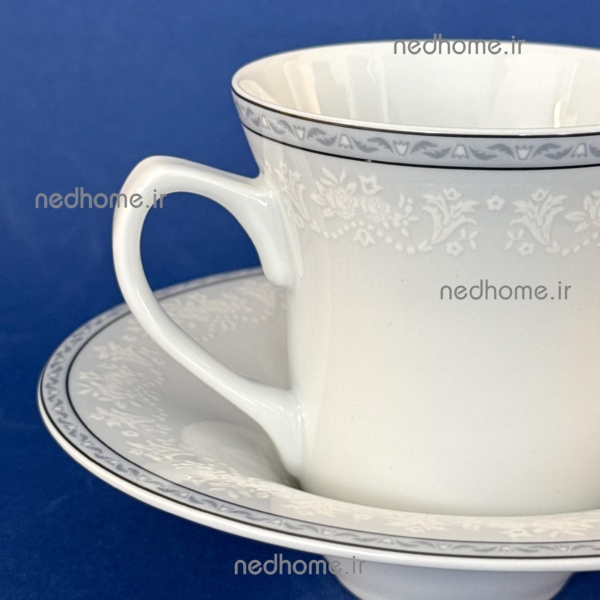 فنجان چای خوری چینی زرین طرح وایت رز شهرزاد