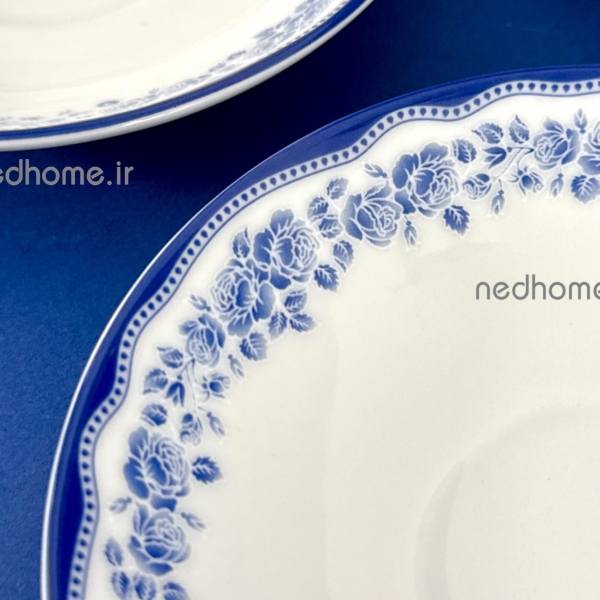 نعلبکی چینی زرین طرح ماهور آبی