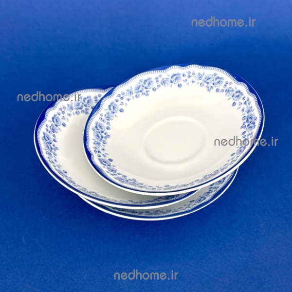 نعلبکی چینی زرین طرح گل آبی سنتی ماهور