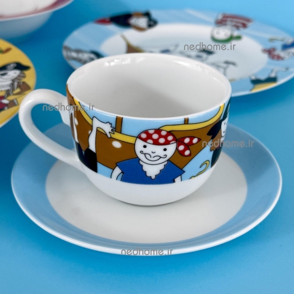 فنجون و نعلبکی بچه گانه چینی زرین طرح دزد دریایی