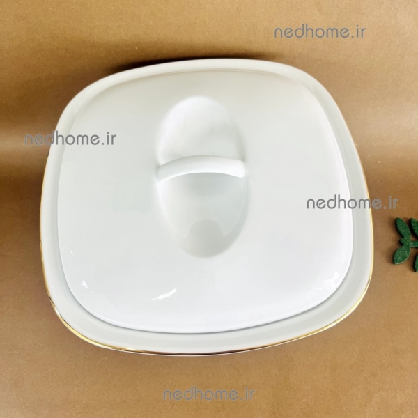 سوپخوری مربع چینی زرین طرح لب طلایی