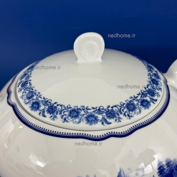 سوپ خوری بزرگ دردار گلدار آبی چینی زرین طرح سن پترزبورگ