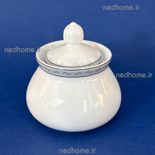قندان ساده مینیمال چینی زرین طرح وایت رز شهرزاد
