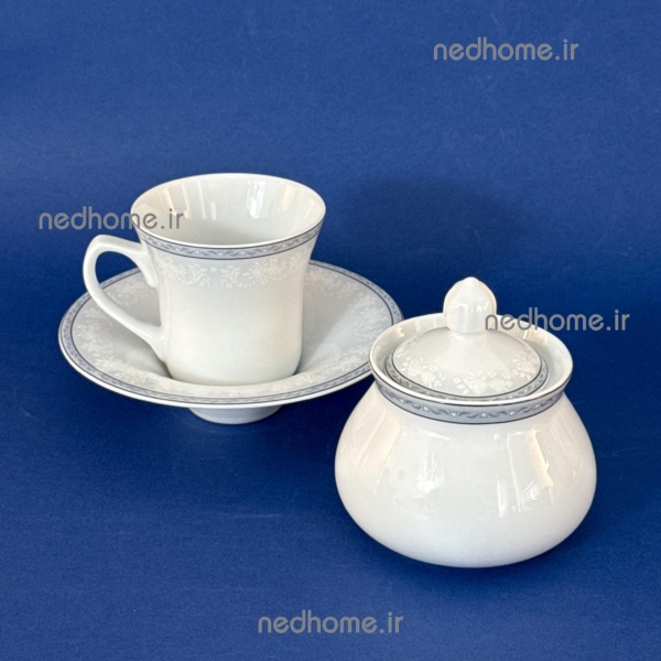 ست چای خوری چینی زرین طرح وایت رز شهرزاد درجه عالی