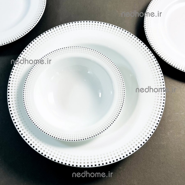 پیاله ماست گرد چینی زرین طرح مون بلان مشکی