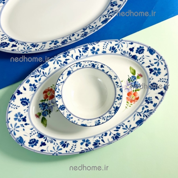 دیس تک برنج چینی زرین طرح گلدار گرانادا آبی