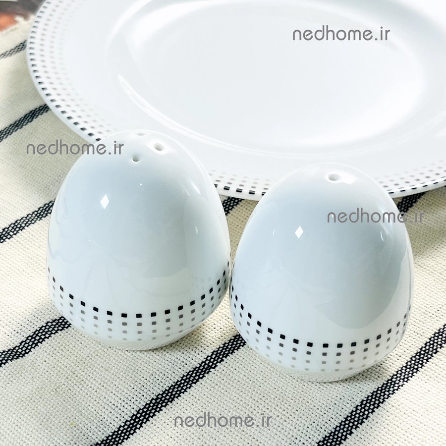3625 (1) نمک پاش و فلفل پاش چینی زرین طرح مون بلان مشکی ایتالیااف - دو عدد - درجه یک