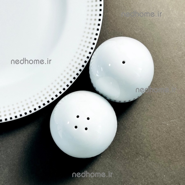 نمکدون ساده چینی زرین طرح مون بلان مشکی درجه عالی