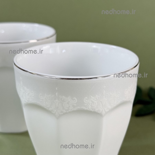 لیوان چینی زرین لب نقره ای طرح دلسا