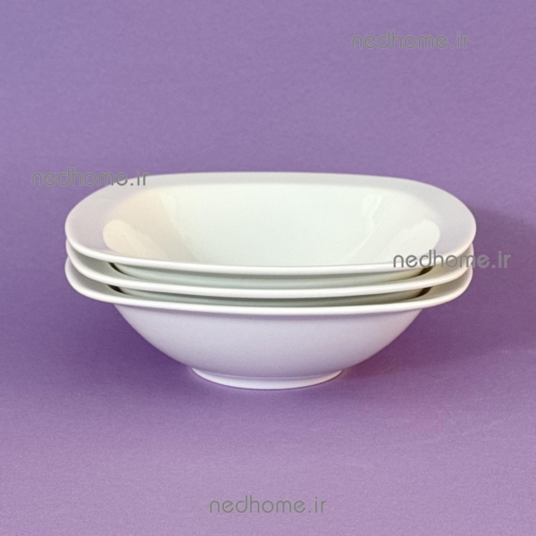 پیاله آجیل خوری چینی زرین طرح سفید کواترو