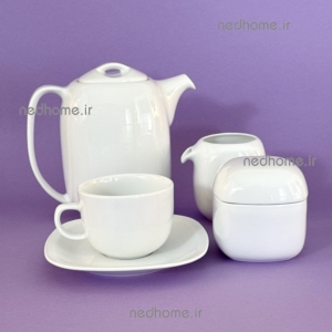 سرویس چای خوری چینی زرین طرح سفید کواترو