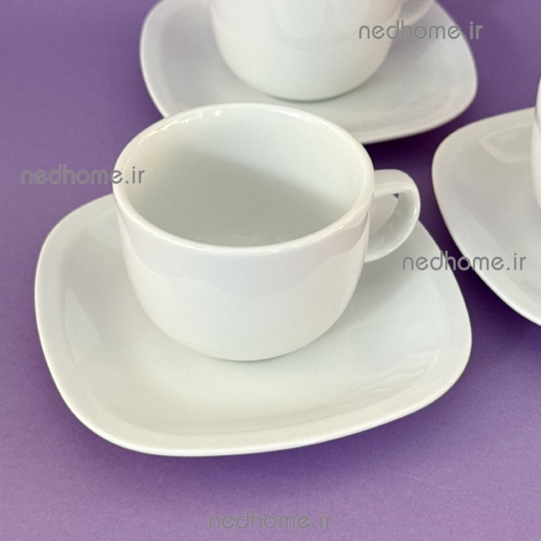 فنجان چای خوری چینی زرین طرح سفید کواترو