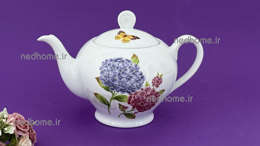 قوری چینی زرین طرح روژ