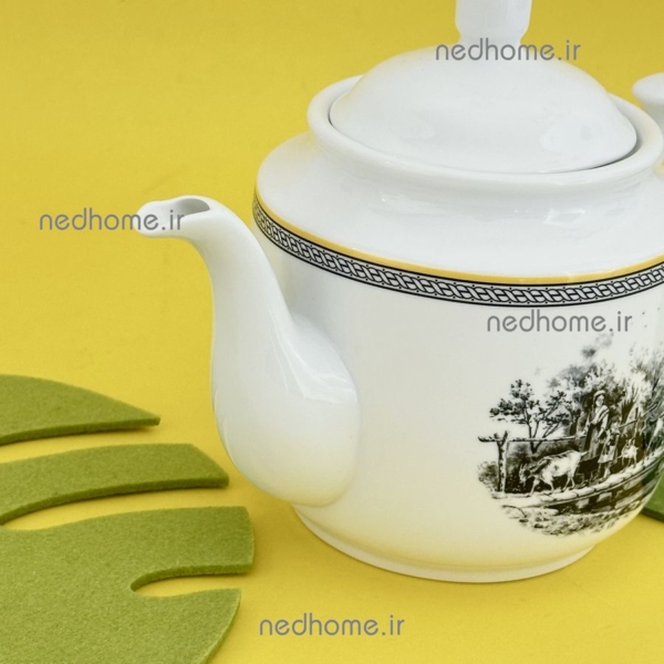 قوری چینی زرین طرح ویلیج استوانه - Image 3
