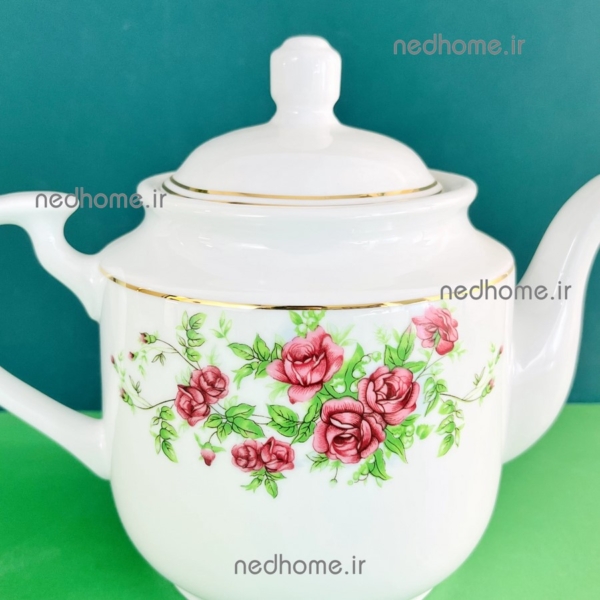 قوری گل سرخی چینی زرین درجه عالی