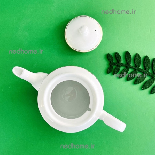 قوری چینی زرین سایز بزرگ طرح بیدگل استوانه