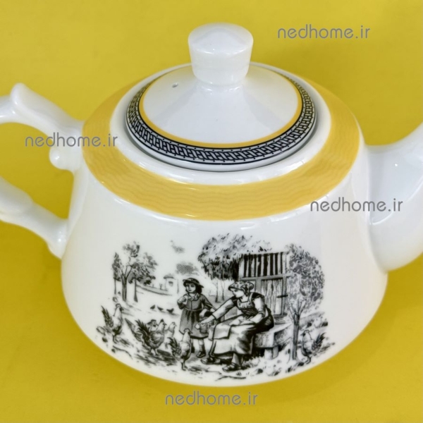 قوری چینی طرح دار سنتی دو نفره