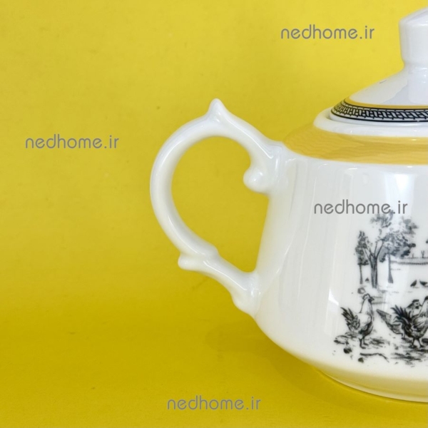 قوری ساده کوچک چینی زرین طرح ویلیج درجه عالی