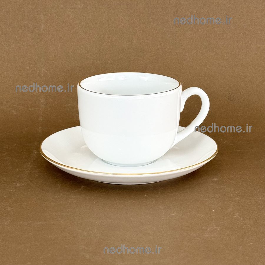 فنجان و نعلبکی تک چینی زرین طرح لب طلایی ایتالیا اف – درجه یک