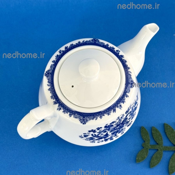 قوری چای ساده چینی سفید گل آبی سنتی